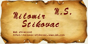 Milomir Štikovac vizit kartica